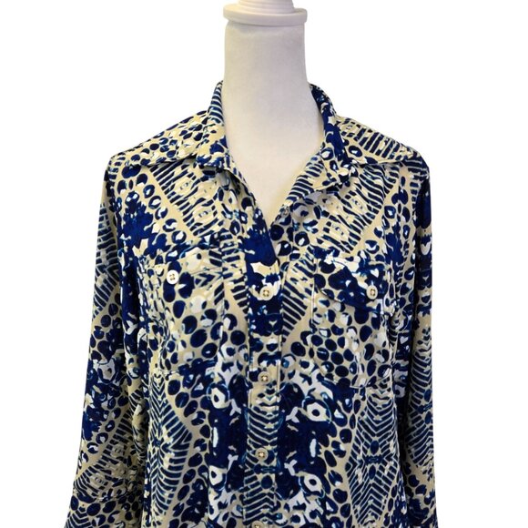 Cabi Blue Jewel Tunic Belted Button Down Shirt Dress Size Small *Missing Belt* - Picture 5 of 9